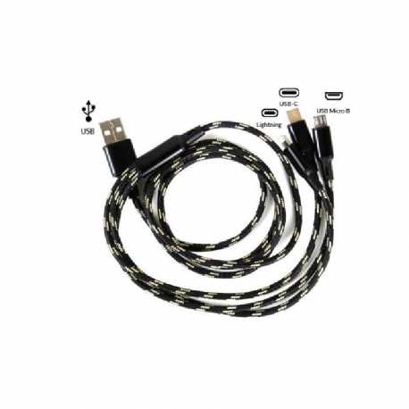 Câble USB tressé 3 en 1 - Charge rapide